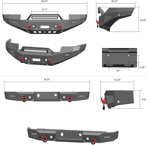 Compatible with 2011-2012-2013-2014 Sierra 2500/3500 Front and Rear Bumper Textured Black Steel with Light and D-ring in Saudi Arabia