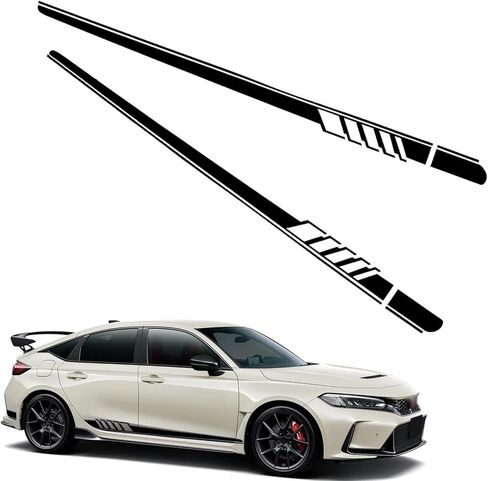 2PCS Car Side Body Decals, 4.52" x 88.58" Car Side Skirt Long Stripes Decals, Waterproof Personalized Stripe Stickers, Auto Stickers Accessories, Creative Door Decoration Stripe (Red) in Saudi Arabia