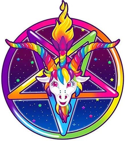 1997 نيون قوس قزح Baphomet الخماسي ملصق مائي نافذة ملصقات للسيارة متعددة الأشكال الفينيل 5" in Kuwait