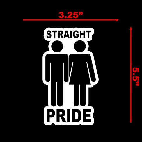 ملصق Straight Pride ملصق للكمبيوتر المحمول للسيارة مقاس 3.25 بوصة × 5.5 بوصة (ملون) in Kuwait