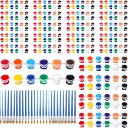 350 Pcs Mini Acrylic Paint Set, 25 Pcs 12 Colors Washable Acrylic Paint Strips with 50Pcs Painting Brushes, 25 Pack Painting Kit for Home Birthday Party Favor, Art Gift in Kuwait