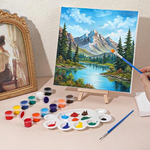 350 Pcs Mini Acrylic Paint Set, 25 Pcs 12 Colors Washable Acrylic Paint Strips with 50Pcs Painting Brushes, 25 Pack Painting Kit for Home Birthday Party Favor, Art Gift in Kuwait