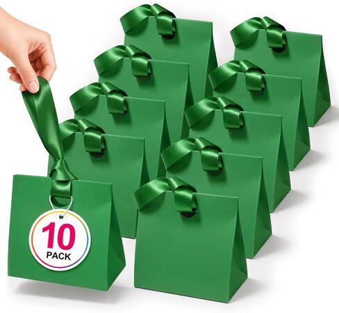 ANZNKU Small Gift Bags with Ribbon Handles Multicolor 10PCS Paper Gift Bags for Kids Candy Goodie Party Favor Jewelry, Reusable Gifts Wrap Bag Boxes for Birthday Party Baby Shower Wedding 7.9x3.5x7.1 in Saudi Arabia