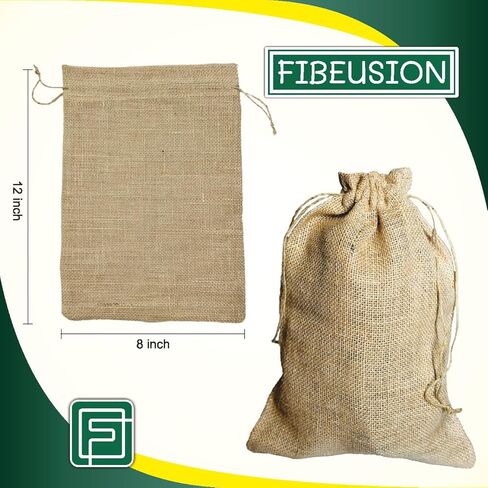 Burlap Bags with Drawstring (Pack of 6) - 8"X12" Natural Burlap Gift Bags with Finished Edges & Easy Closure | Small Gift Sack for Birthday, Christmas, Jewelry & Party Favors in Saudi Arabia