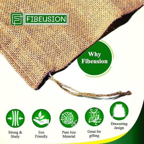 Burlap Bags with Drawstring (Pack of 6) - 8"X12" Natural Burlap Gift Bags with Finished Edges & Easy Closure | Small Gift Sack for Birthday, Christmas, Jewelry & Party Favors in Saudi Arabia
