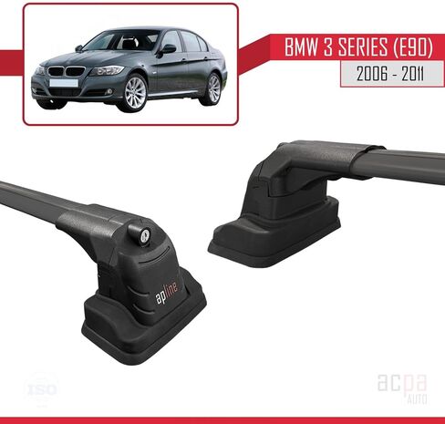 Compatible with BMW 3 Series (E90) 2006-2011 ACE-3 Car Roof Rack Cross Bar Black Aluminium 2 Bars in Saudi Arabia