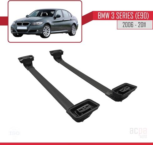 Compatible with BMW 3 Series (E90) 2006-2011 ACE-3 Car Roof Rack Cross Bar Black Aluminium 2 Bars in Saudi Arabia