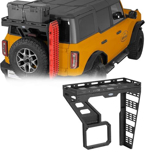 Hooke Road Bronco Tailgate Storage Rack Spare Tire Cargo Basket for 2021-2026 Ford Bronco 2/4 Doors (Exclude Bronco Sport), Sturdy Steel Luggage Carrier for Camping Gear in Kuwait