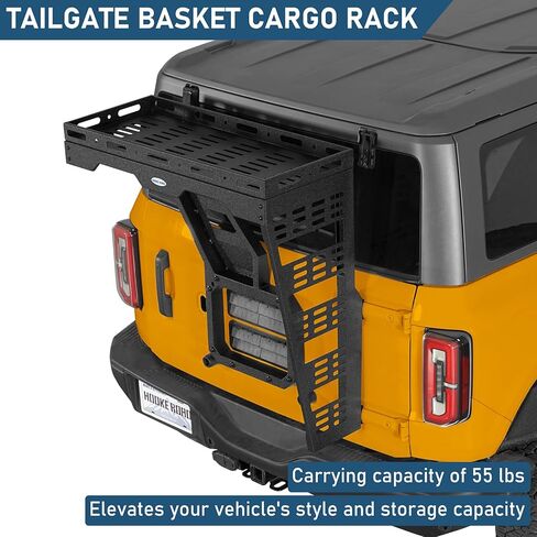 Hooke Road Bronco Tailgate Storage Rack Spare Tire Cargo Basket for 2021-2026 Ford Bronco 2/4 Doors (Exclude Bronco Sport), Sturdy Steel Luggage Carrier for Camping Gear in Kuwait