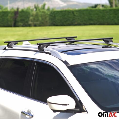OMAC سقف الرف القضبان المتقاطعة لفولفو XC90 2003-2014 قابل للقفل 165 رطل معدن أسود 2 قطعة يناسب حاملات البضائع كاياك زورق الدراجة على الجليد in Kuwait
