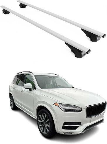 OMAC سقف الرف القضبان المتقاطعة لفولفو XC90 2003-2014 قابل للقفل 165 رطل معدن أسود 2 قطعة يناسب حاملات البضائع كاياك زورق الدراجة على الجليد in Kuwait