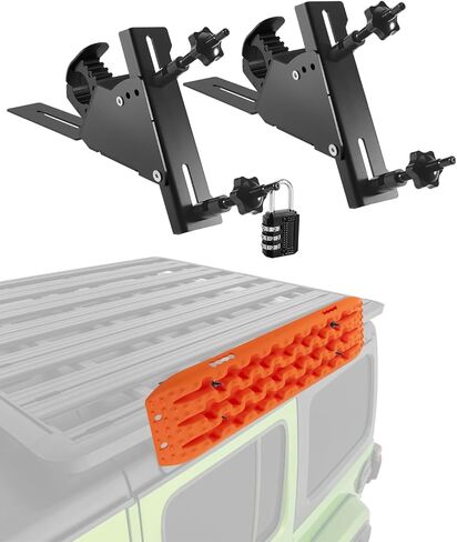 Recovery Track Board Mounting Kit with Shovel Holder, Universal Side Mount for Roof Platform Rack, Heavy-Duty Steel Traction Board Bracket with Lock, Quick Release Knobs for Off-Road & Overlanding in Saudi Arabia