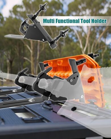Recovery Track Board Mounting Kit with Shovel Holder, Universal Side Mount for Roof Platform Rack, Heavy-Duty Steel Traction Board Bracket with Lock, Quick Release Knobs for Off-Road & Overlanding in Saudi Arabia