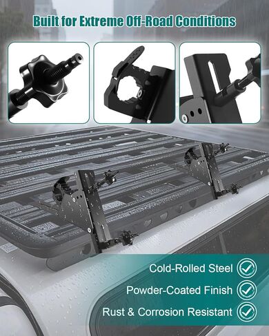 Recovery Track Board Mounting Kit with Shovel Holder, Universal Side Mount for Roof Platform Rack, Heavy-Duty Steel Traction Board Bracket with Lock, Quick Release Knobs for Off-Road & Overlanding in Saudi Arabia