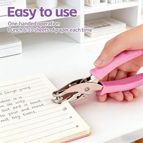 2 Pack Single Hole Punch, 1/4" & 1/8" Hole Puncher, Pink Soft Grip Handheld Paper Hole Punches for Crafts, Tags, Tickets, Scrapbook, Small One Hole Punch for Office School Use in Saudi Arabia