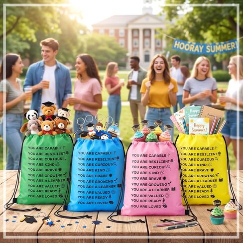 Sweetude 48 قطعة هدايا نهاية العام للطلاب حقيبة ظهر برباط للأطفال، هدايا تحفيزية للطلاب من المعلم، حقائب التخرج الجيدة للفصول الدراسية، حفلة الصيف (تحفيزية) in Kuwait
