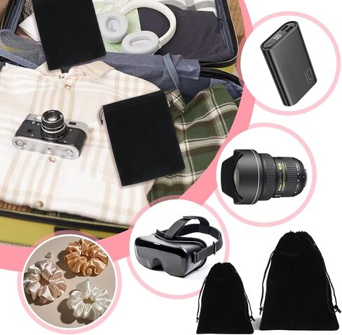 6 PCS Velvet Jewelry Pouches, 2 Sizes Black Velvet Bags with Drawstrings, Small Velvet Pouch for Wedding Party Favors Christmas, 5x7, 6x9 inch in Saudi Arabia