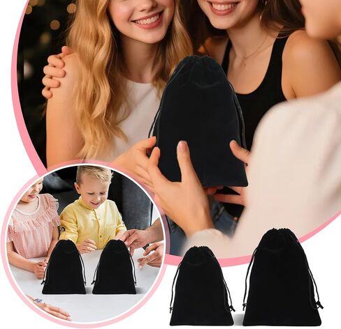 6 PCS Velvet Jewelry Pouches, 2 Sizes Black Velvet Bags with Drawstrings, Small Velvet Pouch for Wedding Party Favors Christmas, 5x7, 6x9 inch in Saudi Arabia