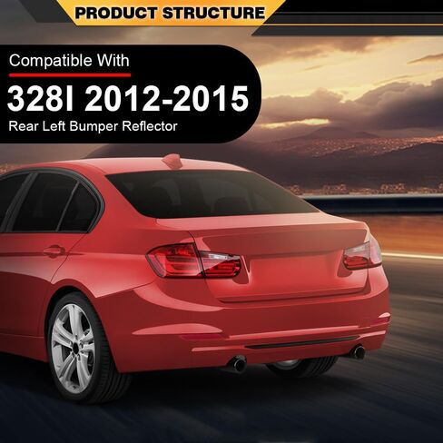 عاكس المصد الخلفي الأيسر مناسب لسيارات BMW 320i xDrive/ 328i xDrive/ 335i xDrive Base 2013-2015 63147382233، BM1184100 أحمر in Kuwait
