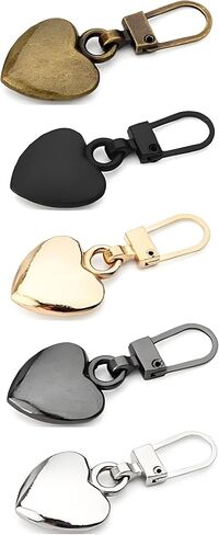 5Pcs Multicolor Heart Shaped Zipper Pull Replacement, Metal Zipper Fixer, Repair Kit for Backpack, Coats, Jackets, Pants, Luggage，Sewing Notions and Supplies in Saudi Arabia