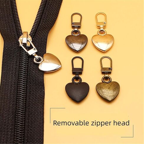 5Pcs Multicolor Heart Shaped Zipper Pull Replacement, Metal Zipper Fixer, Repair Kit for Backpack, Coats, Jackets, Pants, Luggage，Sewing Notions and Supplies in Saudi Arabia