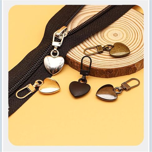 5Pcs Multicolor Heart Shaped Zipper Pull Replacement, Metal Zipper Fixer, Repair Kit for Backpack, Coats, Jackets, Pants, Luggage，Sewing Notions and Supplies in Saudi Arabia