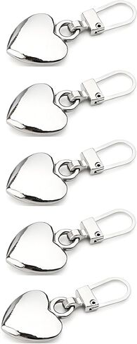 5Pcs Multicolor Heart Shaped Zipper Pull Replacement, Metal Zipper Fixer, Repair Kit for Backpack, Coats, Jackets, Pants, Luggage，Sewing Notions and Supplies in Saudi Arabia