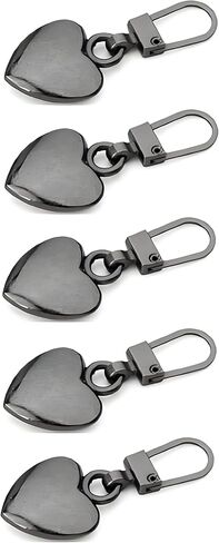 5Pcs Multicolor Heart Shaped Zipper Pull Replacement, Metal Zipper Fixer, Repair Kit for Backpack, Coats, Jackets, Pants, Luggage，Sewing Notions and Supplies in Saudi Arabia