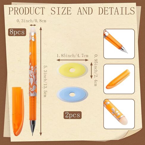8Pcs Heat Erasable Pens for Fabric &2 Erasers - Multicolor Fabric Marking Pens Markers No Ghost Lines - Disappearing Ink for Drawing Writing Planner Quilting Sewing Embroidery DIY Dressmaking in Saudi Arabia