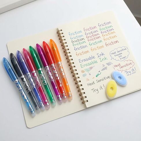 8Pcs Heat Erasable Pens for Fabric &2 Erasers - Multicolor Fabric Marking Pens Markers No Ghost Lines - Disappearing Ink for Drawing Writing Planner Quilting Sewing Embroidery DIY Dressmaking in Saudi Arabia