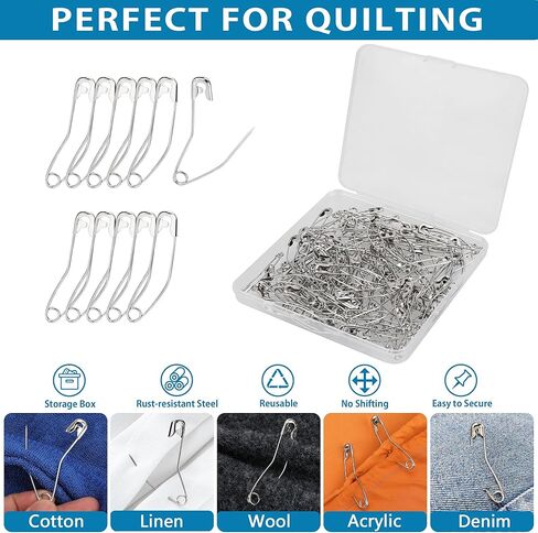 160pcs Curved Safety Pins,1.5 Inch Quilting Basting Pins,Stainless Steel Fabric Pin Baste for Quilting Knitting Sew Quilt Supply Quilting Pin in Saudi Arabia