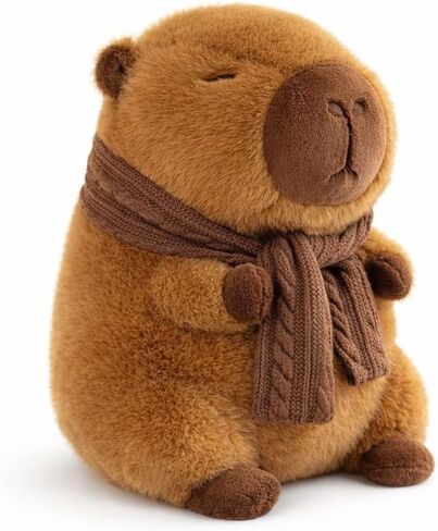 11 Inch Capybara Plush Toy with Scarf - Cute Stuffed Animal with Knitted Winter Scarf, Soft Huggable Plushie, for Kids Girls Boys in Saudi Arabia
