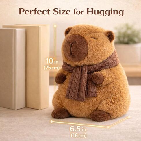 11 Inch Capybara Plush Toy with Scarf - Cute Stuffed Animal with Knitted Winter Scarf, Soft Huggable Plushie, for Kids Girls Boys in Saudi Arabia