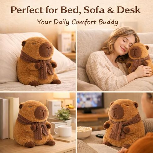 11 Inch Capybara Plush Toy with Scarf - Cute Stuffed Animal with Knitted Winter Scarf, Soft Huggable Plushie, for Kids Girls Boys in Saudi Arabia