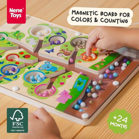 Nene Toys Color Tree Maze – Montessori Magnetic Board for Toddlers 2 3 4 5 Years – Wooden Color & Number Sorting Game – Fine Motor Skills Toy for Preschool Kids – Travel Busy Board Educational Toy in Saudi Arabia