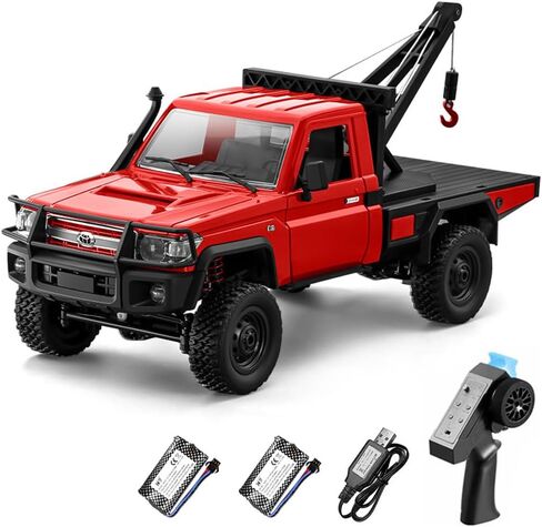 شاحنة RC مع رافعة، زاحفة RC بمقياس 1:12، سيارة تحكم عن بعد MN-82T، 2.4 جيجا هرتز 4WD لجميع التضاريس شاحنة بيك اب على الطرق الوعرة مع أضواء للبالغين (أحمر) in Kuwait