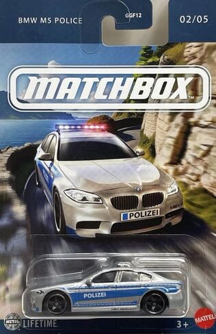 Matchbox BMW M5 Police [فضي وأزرق] 02/05، لعبة سيارة مصبوبة بمقياس 1:64 in Kuwait