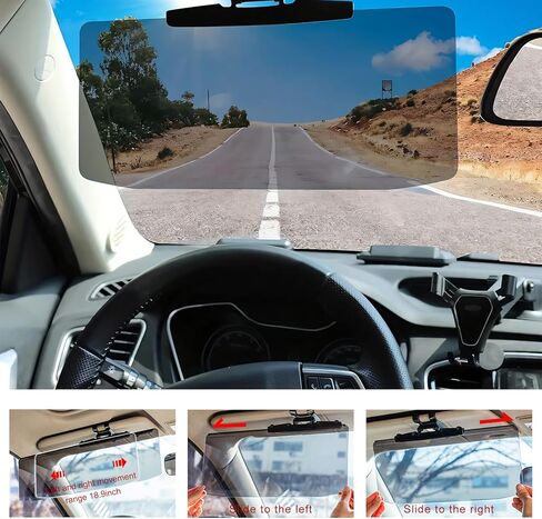 Sun Visor Extender for Car, Anti-Glare UV400 Auto Polarized Visor Extension with PC Lens, Adjustable Sun Visors Extender Protects from Glare Stray Light for Safe Driving in Saudi Arabia