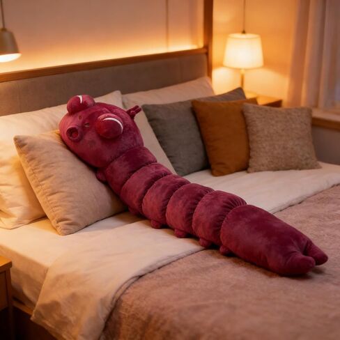 Toji Worm Plush, 120cm/47in Large Stuffed Animal Body Pillow, Burgundy Red, Soft Anime Plush Toy in Saudi Arabia