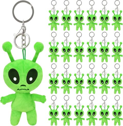 12PCS Alien Plush Keychains Bulk, 5.1" Mini Soft Space-Themed Stuffed Keychain with Detachable Clasp, Portable Bag Charm Desk Decor for Party Favors Birthday Gifts Christmas Stocking Stuffers in Saudi Arabia