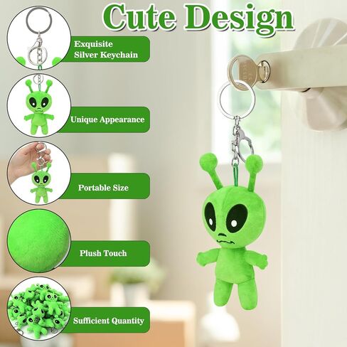 12PCS Alien Plush Keychains Bulk, 5.1" Mini Soft Space-Themed Stuffed Keychain with Detachable Clasp, Portable Bag Charm Desk Decor for Party Favors Birthday Gifts Christmas Stocking Stuffers in Saudi Arabia