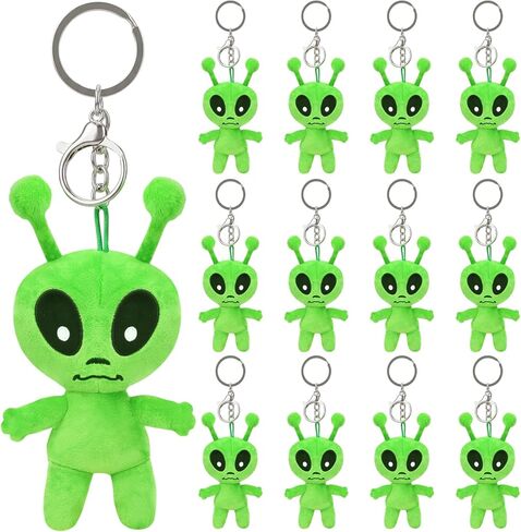 12PCS Alien Plush Keychains Bulk, 5.1" Mini Soft Space-Themed Stuffed Keychain with Detachable Clasp, Portable Bag Charm Desk Decor for Party Favors Birthday Gifts Christmas Stocking Stuffers in Saudi Arabia
