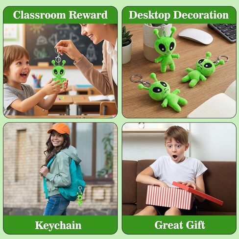 12PCS Alien Plush Keychains Bulk, 5.1" Mini Soft Space-Themed Stuffed Keychain with Detachable Clasp, Portable Bag Charm Desk Decor for Party Favors Birthday Gifts Christmas Stocking Stuffers in Saudi Arabia