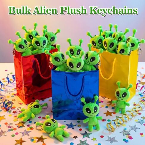 12PCS Alien Plush Keychains Bulk, 5.1" Mini Soft Space-Themed Stuffed Keychain with Detachable Clasp, Portable Bag Charm Desk Decor for Party Favors Birthday Gifts Christmas Stocking Stuffers in Saudi Arabia