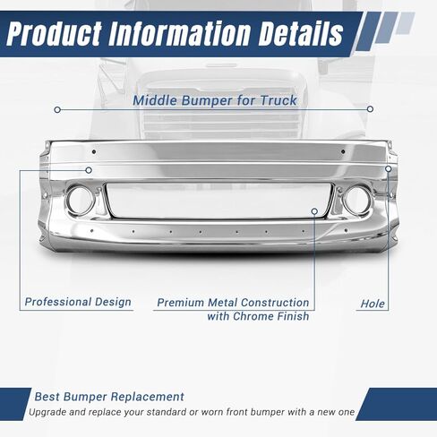 المصد الأمامي الأوسط مناسب لـ 1997-2014 Freightliner Columbia المصد الفولاذي الملون بالكروم in Kuwait