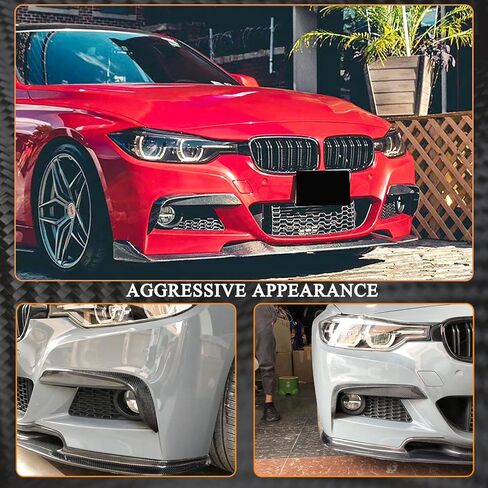 ألياف الكربون المصد الأمامي تنفيس Canard الفاصل عدة لسيارات BMW 3 Series F30 M Sport 2012-2018 غطاء فتحة التهوية غطاء الضباب الخفيف in Kuwait