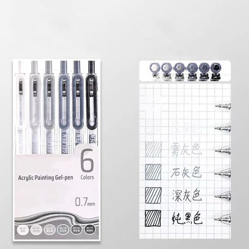 6 Colors Acrylic Gel Pen Set 0.7mm Fine Pointed Fit for Drawing Creation, Daily Painting, Coloring, Card Making, Journaling,Sketch Color in Saudi Arabia