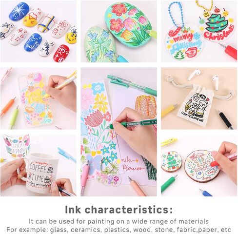 6 Colors Acrylic Gel Pen Set 0.7mm Fine Pointed Fit for Drawing Creation, Daily Painting, Coloring, Card Making, Journaling,Sketch Color in Saudi Arabia