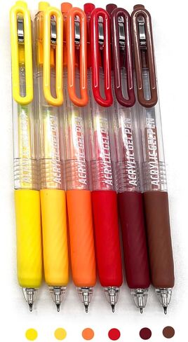 6 Colors Acrylic Gel Pen Set 0.7mm Fine Pointed Fit for Drawing Creation, Daily Painting, Coloring, Card Making, Journaling,Sketch Color in Saudi Arabia