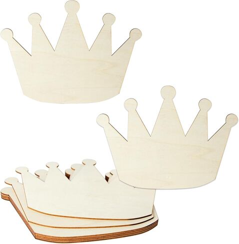 Crown Shape Wood Craft Unfinished Wooden Board DIY Wood Craft Ornaments Craft 6pcs in Saudi Arabia
